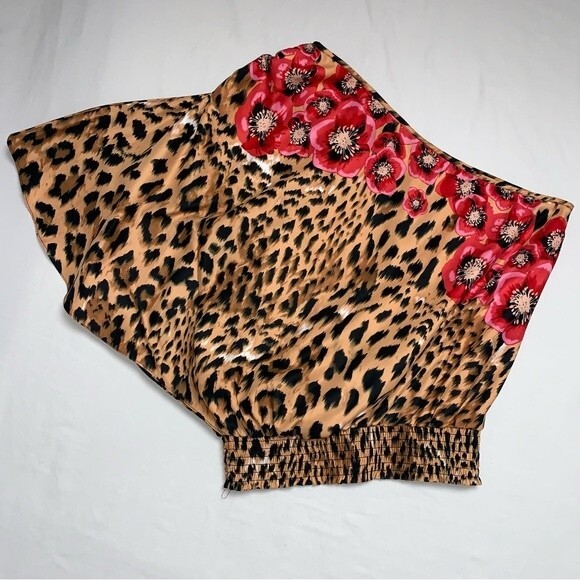 Sexy One Shoulder Floral Leopard Animal Print Women’s Blouse Medium Shirt Top - Picture 5 of 6